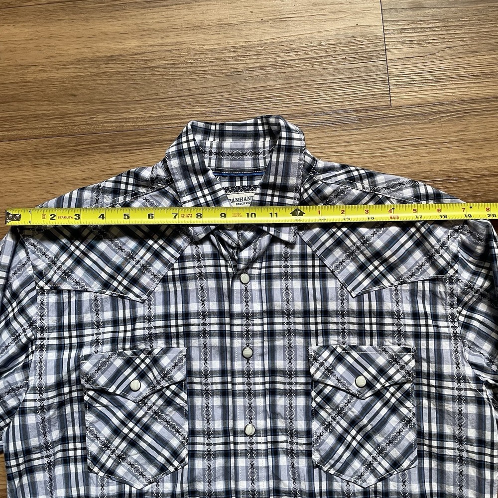 Panhandle Rough Stock Shirt Womens Small Plaid Western Pearl Snap Embroidered - Picture 10 of 15